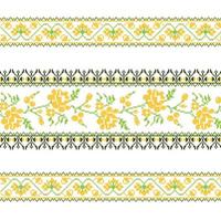 Set of Ethnic ornament pattern with cross stitch flower vector