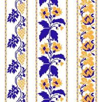 Set of Ethnic ornament pattern with cross stitch flower vector