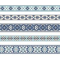 Set of Ethnic ornament pattern in blue and brown colors vector