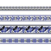 Set of Ethnic ornament pattern with cross stitch flower vector