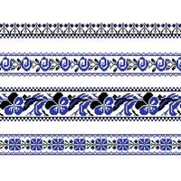 Set of Ethnic ornament pattern with cross stitch flower vector