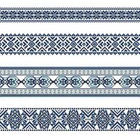 Set of Ethnic ornament pattern in blue colors vector