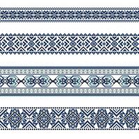 Set of Ethnic ornament pattern in blue colors vector