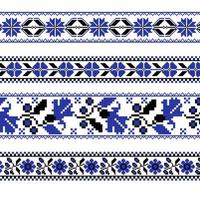 Set of Ethnic ornament pattern with cross stitch flower vector