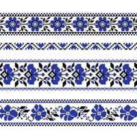 Set of Ethnic ornament pattern with cross stitch flower vector