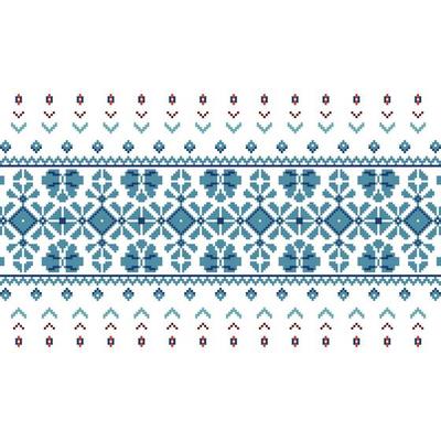 Set of Ethnic ornament pattern in blue colors