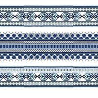 Set of Ethnic ornament pattern in blue colors vector