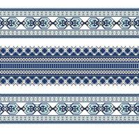 conjunto de patrón de ornamento étnico en colores azules vector