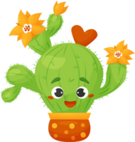 character  flowering cactus in pot with heart png