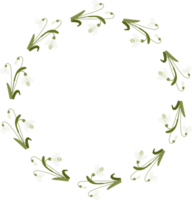 Round frame with May lilies of the valley with leaves png