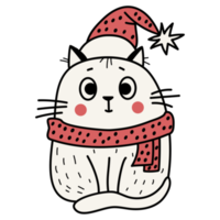 divertidas pegatinas con lindo gato navideño png