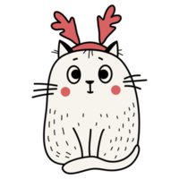 stickers with christmas cat with deer antlers png