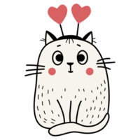 Funny stickers with cute cat in love with hearts png