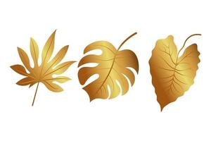 Gold gradient leaves vector