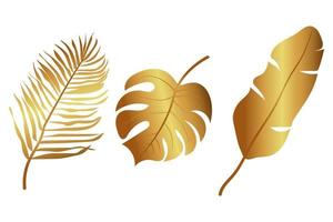 Gold gradient leaves vector