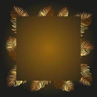 Vector background with gold and tropical leaves on dark background. Exotic botanical background design for cosmetics, spa, textile, hawaiian style shirt. Best as wrapping paper, wallpaper