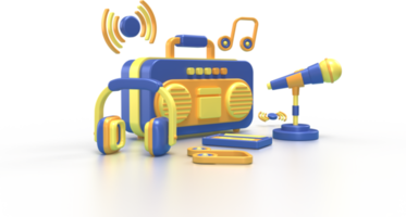 3d render illustrations of object and icon for music event, podcast, broadcast, similar event. With a simple and modern style and fun colors. png