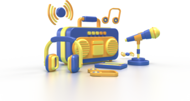 Ilustraciones 3d de objetos e íconos para eventos musicales, podcasts, transmisiones, eventos similares. con un estilo sencillo y moderno y colores divertidos. png