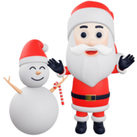 3D Christmas santa claus and snowman with high quality render png
