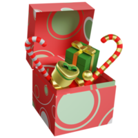 Caja de regalo de navidad 3d con renderizado de alta calidad png