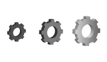 Gear icon, 3d metal gear icon, wheel vector