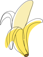 eenvoud banaan fruit uit de vrije hand doorlopend lijn tekening png