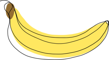 eenvoud banaan fruit uit de vrije hand doorlopend lijn tekening png