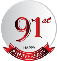 etiqueta de celebración del 91 aniversario png