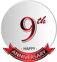 9th anniversary celebration label png