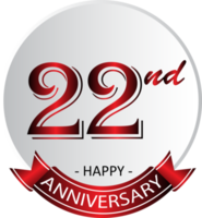 etiqueta de comemoração do 22º aniversário png