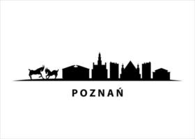 Poznan Polish City Skyline Landscape Buildings Vector Silhouette