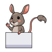 lindo pequeño dibujo animado de jerboa con signo en blanco vector