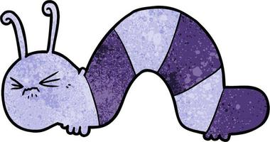 Retro grunge texture cartoon angry bug vector