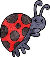 Retro grunge texture cartoon cute ladybug vector