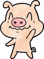 retro grunge texture cartoon pig vector