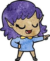 Retro grunge texture cartoon elf girl vector