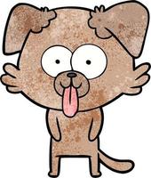 perro de dibujos animados de textura grunge retro sacando la lengua vector