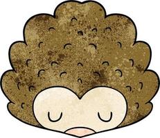 Retro grunge texture cartoon hedgehog vector