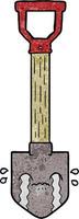 Retro grunge texture cartoon shovel crying vector