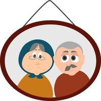 Grandparents in the picture, illustration, vector on white background