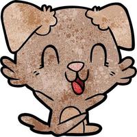 Retro grunge texture cartoon dog laughing vector
