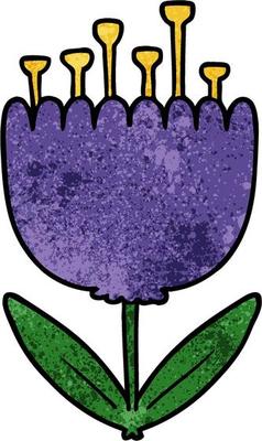 Retro grunge texture cartoon flower