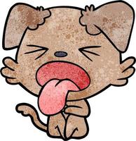 Retro grunge texture cartoon dog tongue out vector