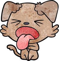 Retro grunge texture cartoon dog tongue out vector