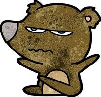 oso enojado de la historieta de la textura del grunge retro vector