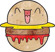 hamburguesa feliz de dibujos animados vector