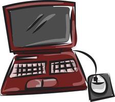 Laptop with mouse, illustration, vector on white background.