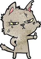 gato de luchador callejero de dibujos animados de textura grunge retro vector