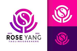 flor rosa yinyang diseño de logotipo, logotipos de identidad de marca vector, logotipo moderno, diseño de logotipo plantilla de ilustración vectorial vector