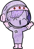 Retro grunge texture cartoon spacegirl vector